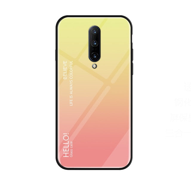 Luxury MUCHI Tempered Glass Gradient Soft Case Cover For ONEPLUS 7 Pro, 7