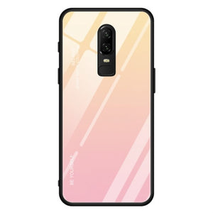 Gradient Glass Case with Silicone Hard Frame Back Cover for Oneplus 7 Pro, 7, 6, 6T