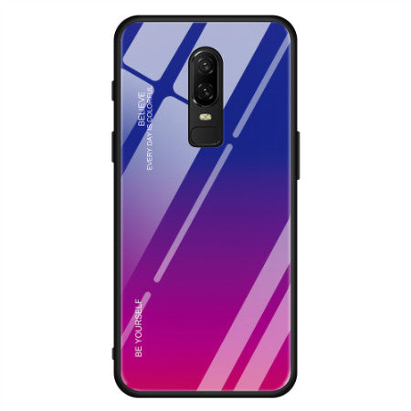 Gradient Glass Case with Silicone Hard Frame Back Cover for Oneplus 7 Pro, 7, 6, 6T