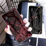 Luxury Marble Grain Hard Tempered Glass Back Case Cover for Vivo V15 & V15 Pro