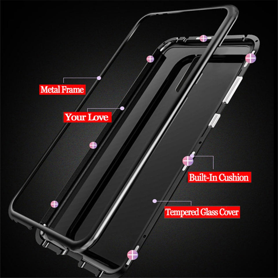 OnePlus 6, 6T, 7, 7Pro Metal Frame Magnetic Flip Glass Back Case & Cover