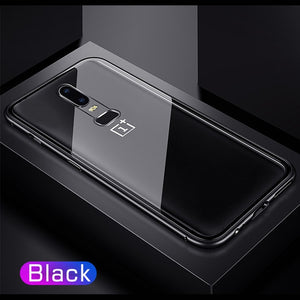 OnePlus 6, 6T, 7, 7Pro Metal Frame Magnetic Flip Glass Back Case & Cover