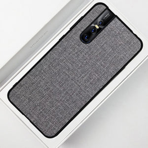 Fabric Pattern Luxury Skin Silicone Edge Case Cover for Vivo V15 Pro