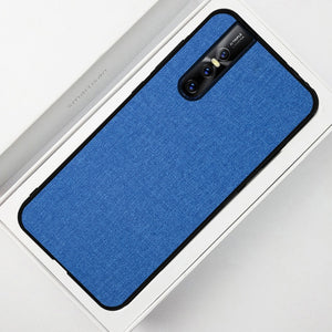 Fabric Pattern Luxury Skin Silicone Edge Case Cover for Vivo V15 Pro