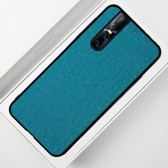 Fabric Pattern Luxury Skin Silicone Edge Case Cover for Vivo V15 Pro