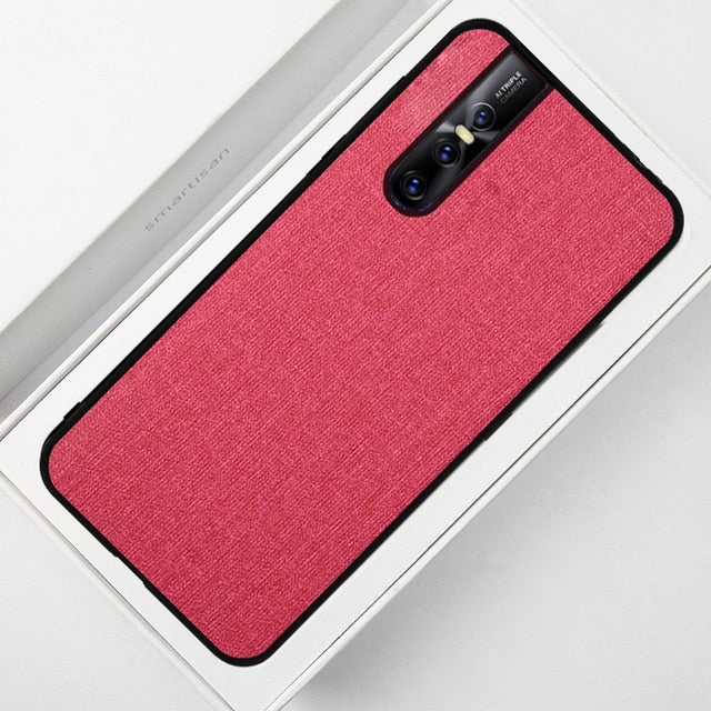 Fabric Pattern Luxury Skin Silicone Edge Case Cover for Vivo V15 Pro