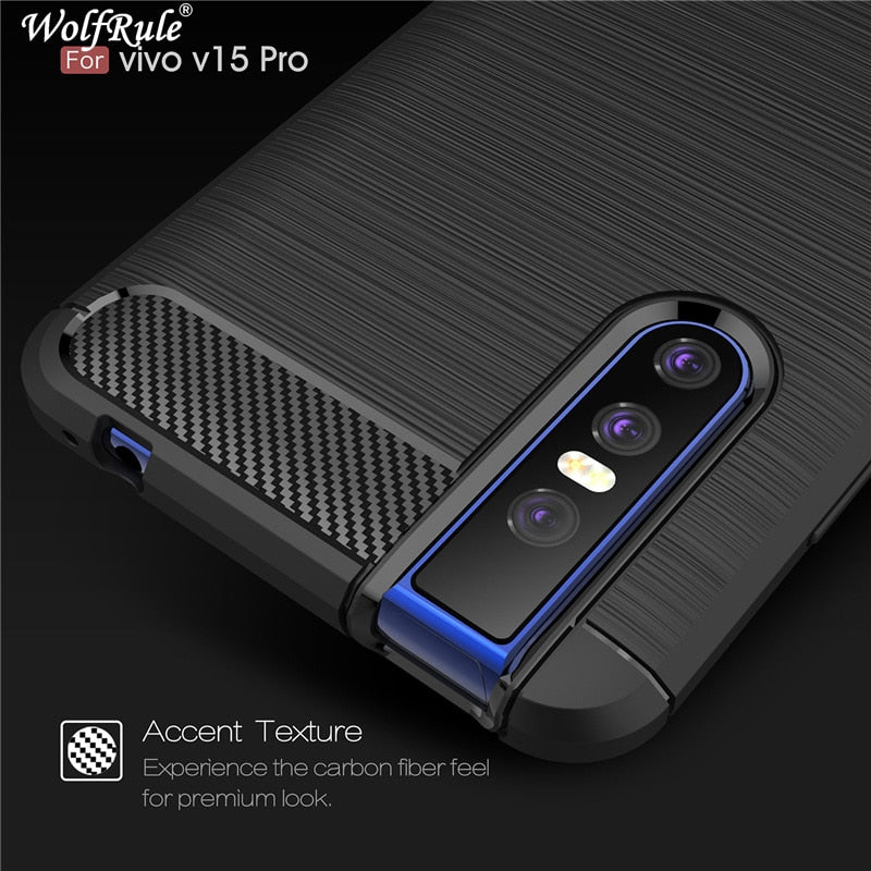 Premium Carbon Fibre Bumper Silicone Rubber Case Cover for Vivo V15 Pro