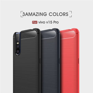 Premium Carbon Fibre Bumper Silicone Rubber Case Cover for Vivo V15 Pro