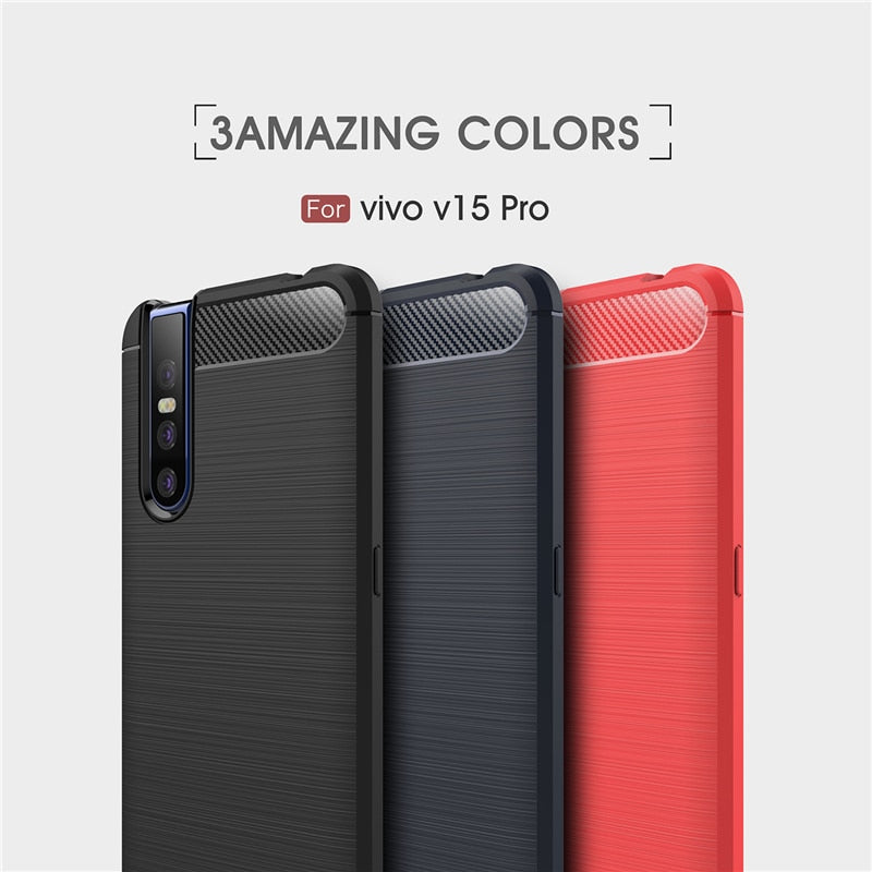 Premium Carbon Fibre Bumper Silicone Rubber Case Cover for Vivo V15 Pro