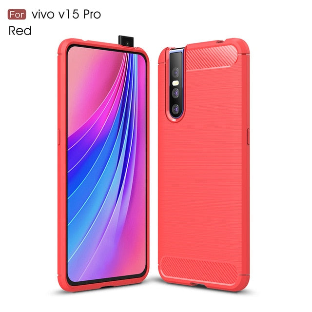 Premium Carbon Fibre Bumper Silicone Rubber Case Cover for Vivo V15 Pro