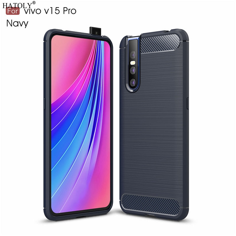 Capas Anti Knock Brushed Rugged Silicone Case Cover for Vivo V15 Pro