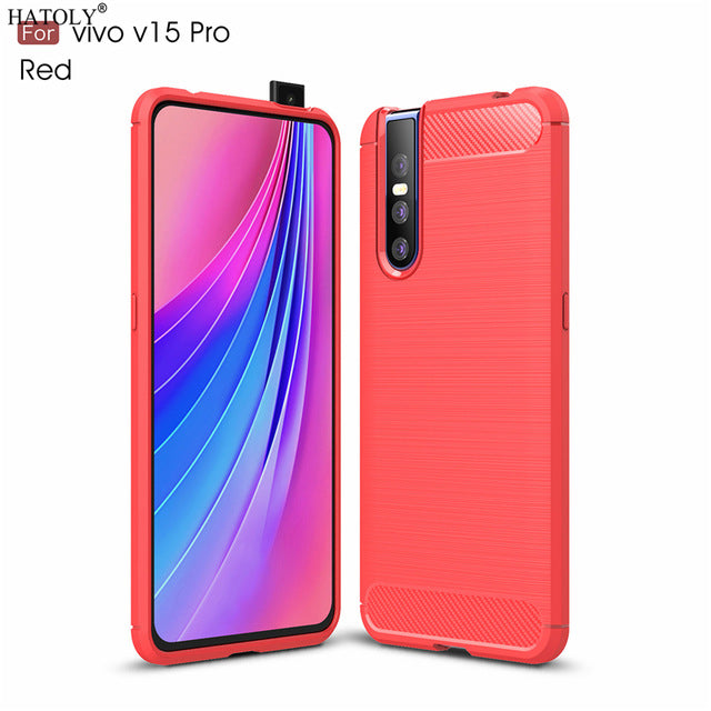 Capas Anti Knock Brushed Rugged Silicone Case Cover for Vivo V15 Pro