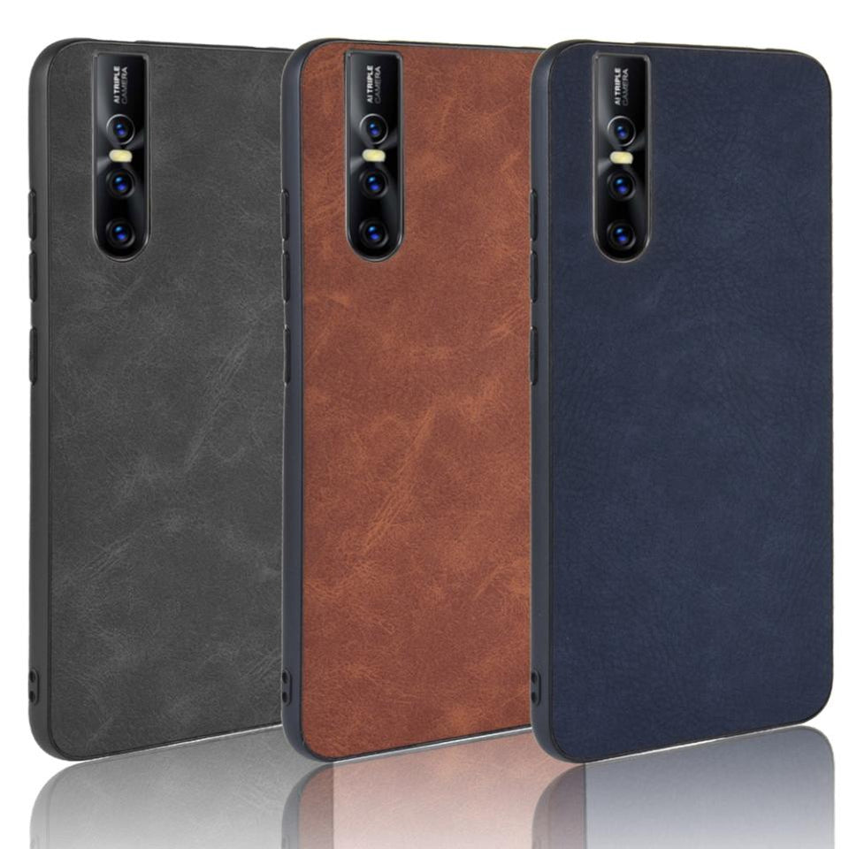 Fashion Splice Double Color Hybrid Leather Slim Case Cover for Vivo V15 Pro