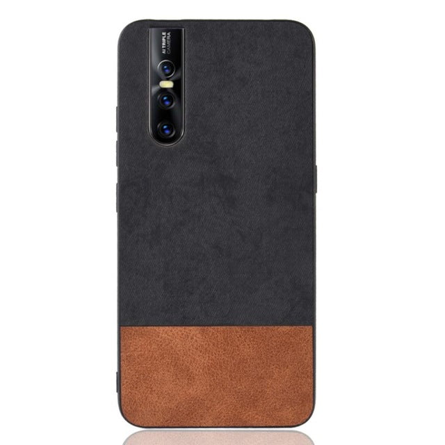 Fashion Splice Double Color Hybrid Leather Slim Case Cover for Vivo V15 Pro