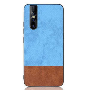 Fashion Splice Double Color Hybrid Leather Slim Case Cover for Vivo V15 Pro